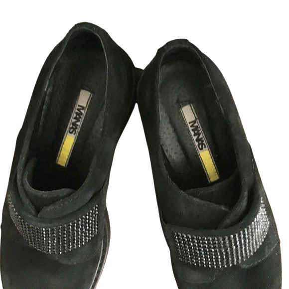 Manas Black Suede Studded Loafers Size 36 – Glossy Black Studs, Block Heel - New - Picture 7 of 7